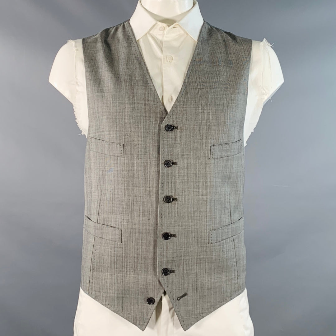 ASTOR & BLACK Size 44 Grey White Glenplaid Sport Coat Vest Set