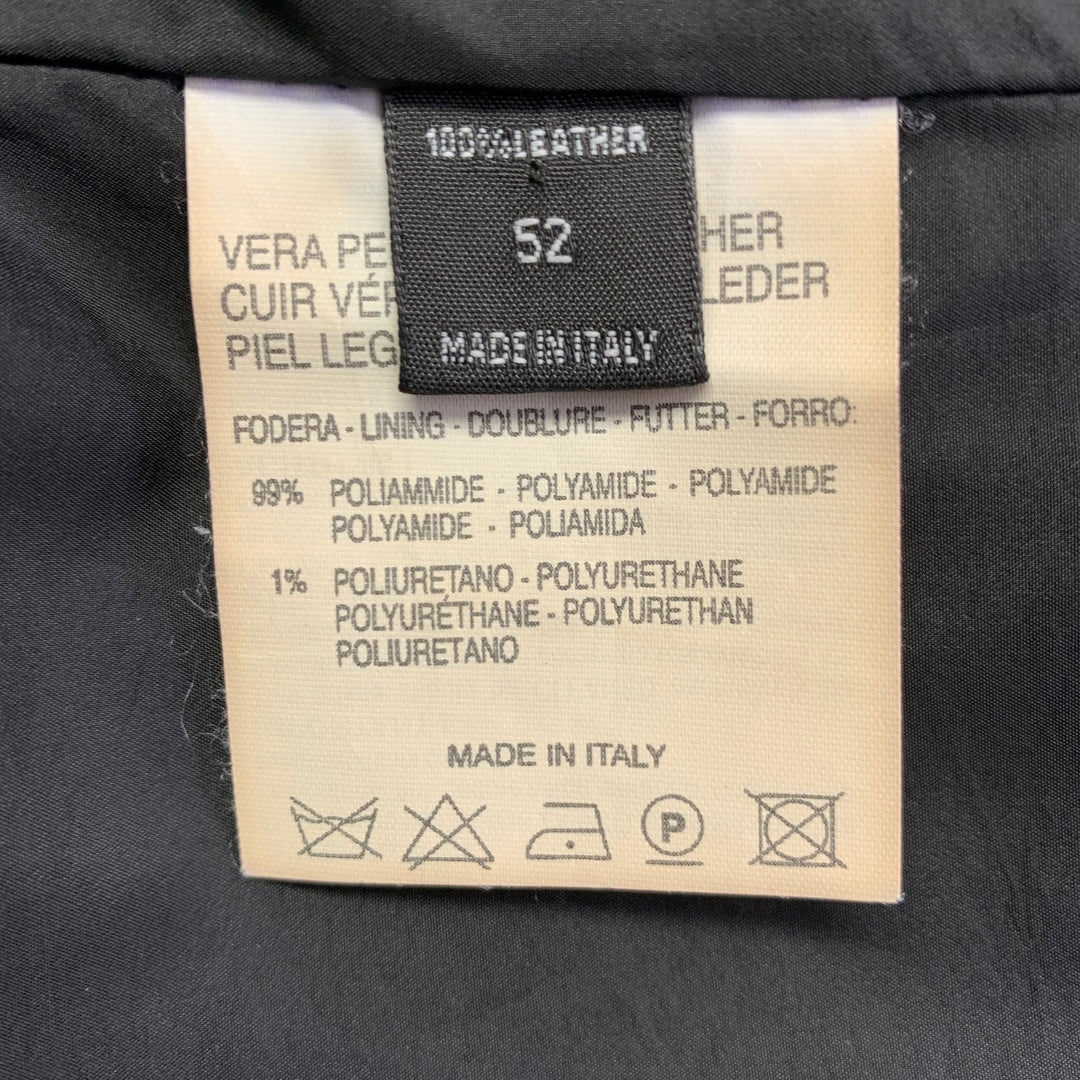BARNEY'S CO-OP Size 42 Black Leather Zip Up Jacket