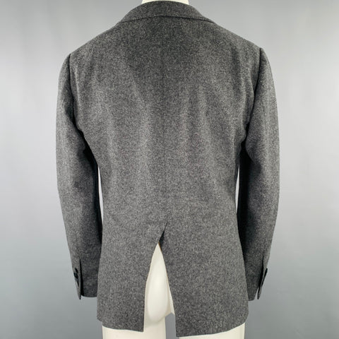 DOLCE & GABBANA Size 40 Long Grey Two Toned Virgin Wool Blend Sport Coat