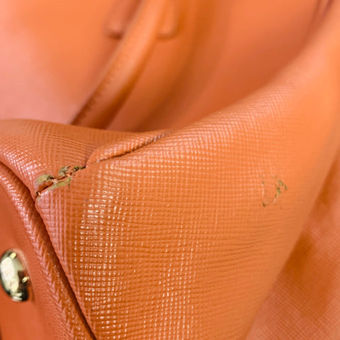 PRADA Galleria Orange Saffiano Leather Top Handles Handbag