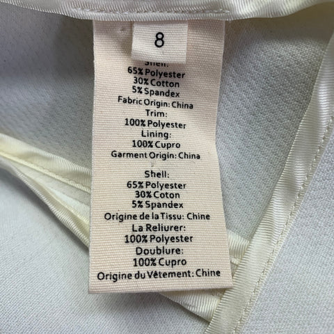 L'AGENCE Size 8 White Polyester Blend Woven Cropped Open Front Jacket Blazer