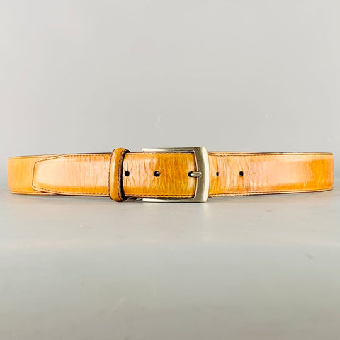 MAGNANNI Size 38 Tan Silver Leather Belt