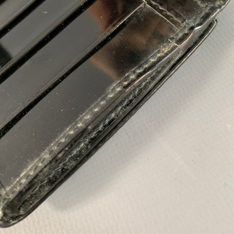 GUCCI Black Embossed Monogram Logo Patent Leather Checkbook Wallet
