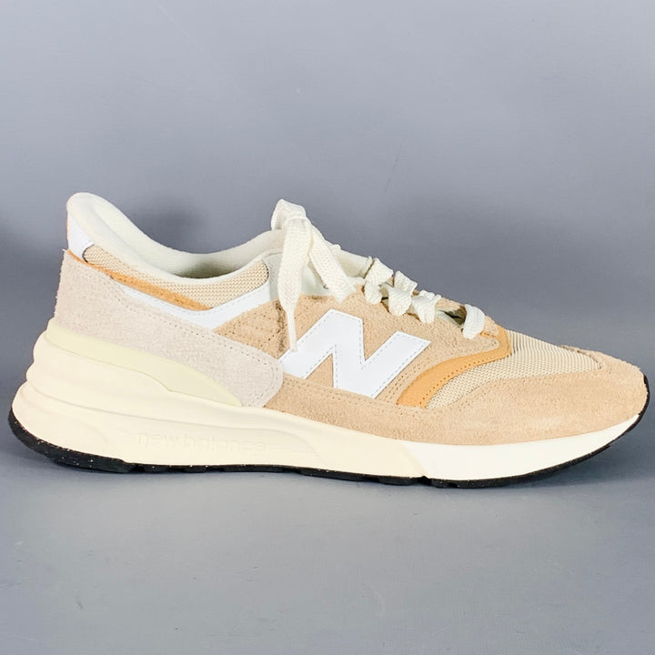 NEW BALANCE 997R Size 12 Cream Taupe Color Block Suede Chunky Sole Sneakers