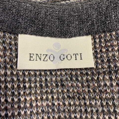 ENZO GOTI Size M Grey Brown Chevron Wool Blend Button Up Vest