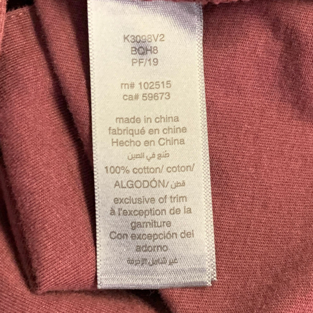 JOHN VARVATOS Size M Burgundy Cotton One Pocket Short Sleeve Shirt