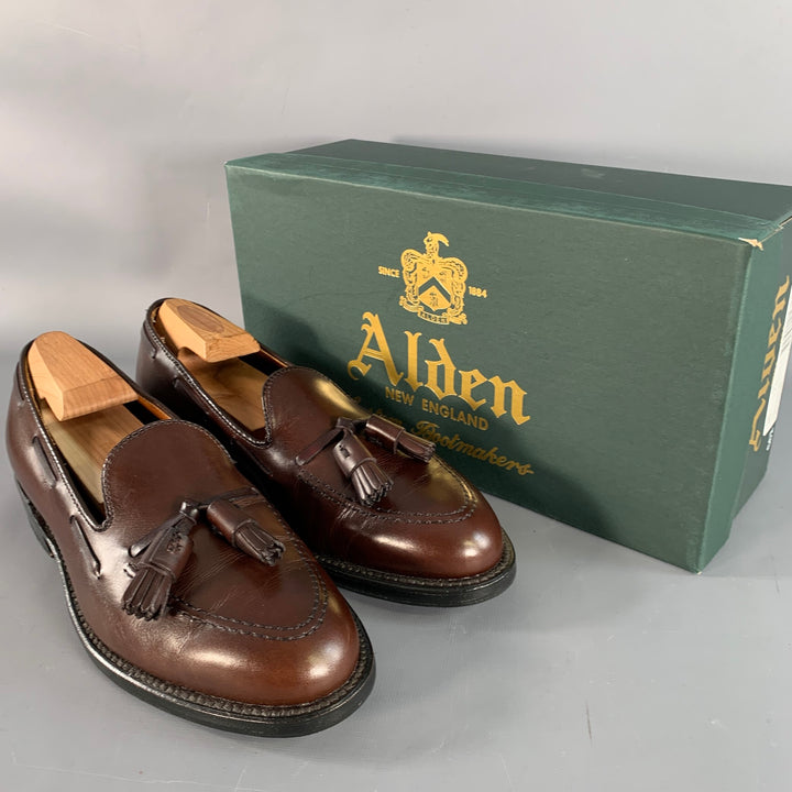 ALDEN Size 7 Dark Brown Leather Tassel Moccasin Loafer