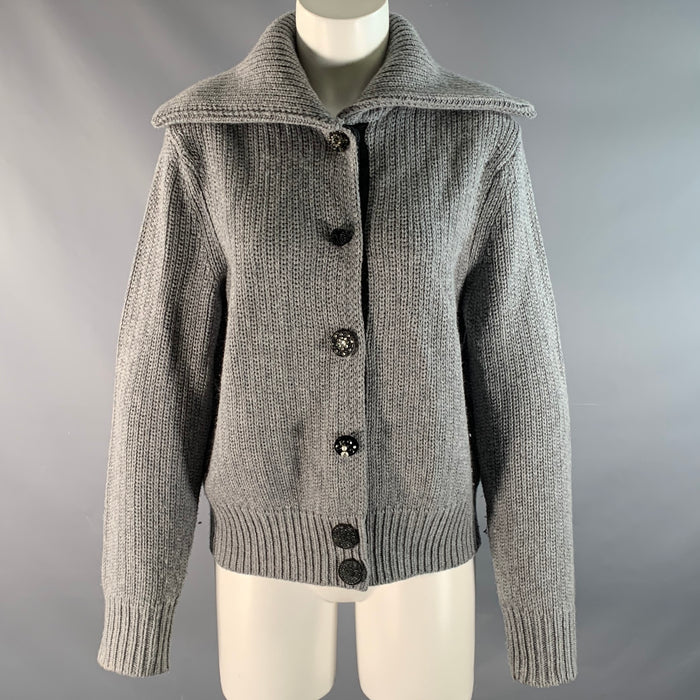 MARC JACOBS Size S Grey Cashmere / Wool Knitted Snaps Jacket