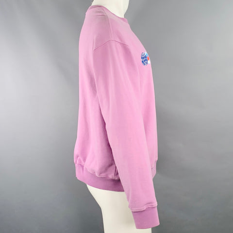 RASSVET Size S Purple Blue Print Cotton Crew Neck Sweatshirt