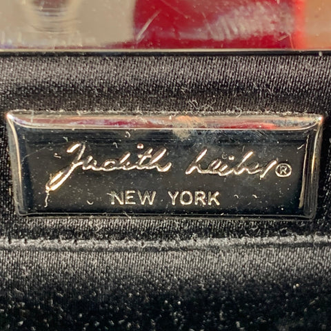 JUDITH LEIBER Vintage One Size Black Silver Silk Evening Handbag