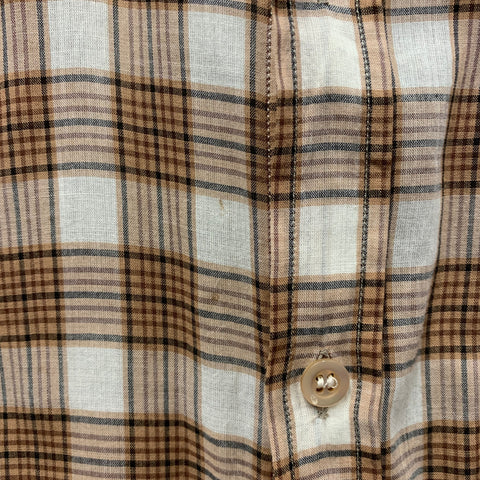 DRIES VAN NOTEN Size 36 Tan Cream Plaid Cotton One Pocket Long Sleeve Shirt