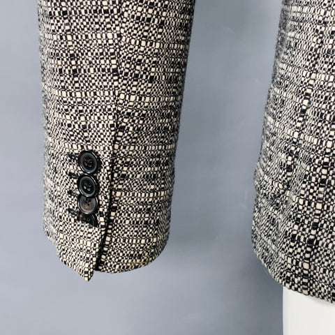 PAUL SMITH Size 36 Black White Woven Wool Notch Lapel Sport Coat