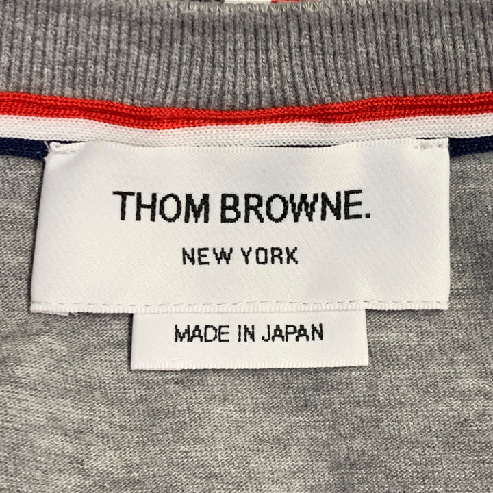 THOM BROWNE Size S Grey Cotton Crew Neck Long Sleeve T-shirt