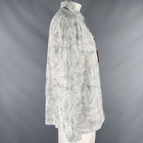 A.P.C. Size L White Black Dragons Print Cotton Long Sleeve Shirt
