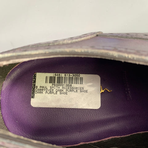 PAUL SMITH Size 9 Purple Perforated Leather Wingtip Lace-Up Shoes