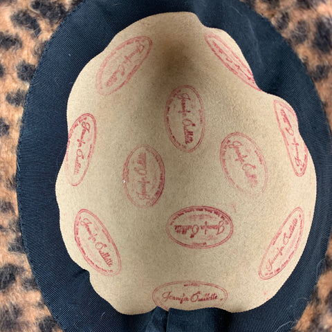 JENNIFER QUELLETTE Beige Brown Animal Print Bow Hat