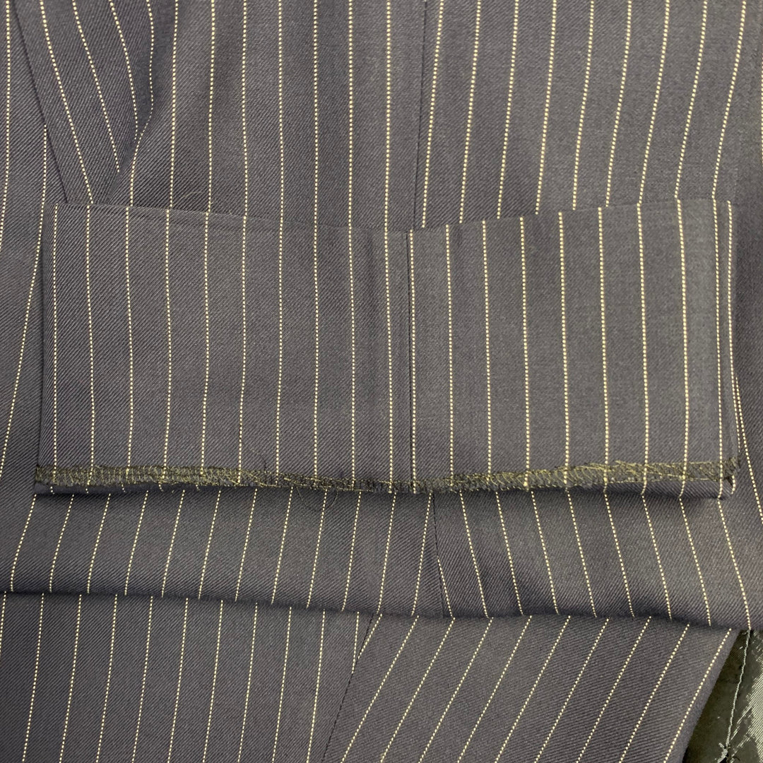 RALPH LAUREN Size 42 Long Navy White Pinstripe Wool Notch Lapel Suit