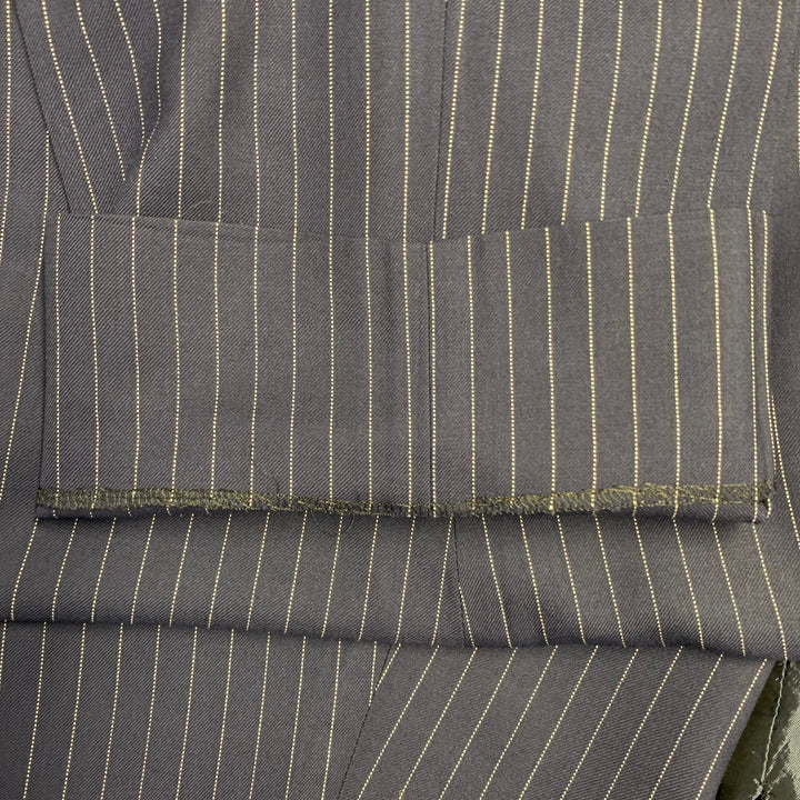 RALPH LAUREN Size 42 Long Navy White Pinstripe Wool Notch Lapel Suit