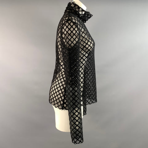 PHILOSOPHY Size M Black Polyamide Mesh Turtleneck Pullover Womens