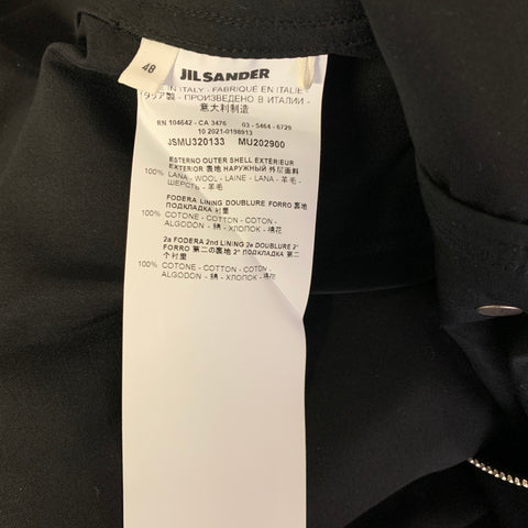 JIL SANDER Size 38 Black Wool Zip Up Jumpsuits & Overalls