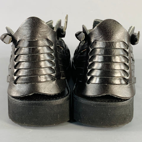 YUKETEN Size 9 Cruz Black Woven Leather Huarache Loafers