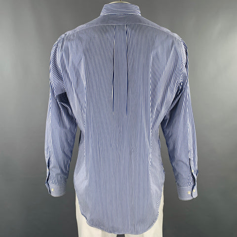 POLO by RALPH LAUREN Size L Blue White Stripe Cotton Long Sleeve Shirt