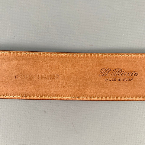 IL RICCIO Brown Snake Embossed Leather Belt