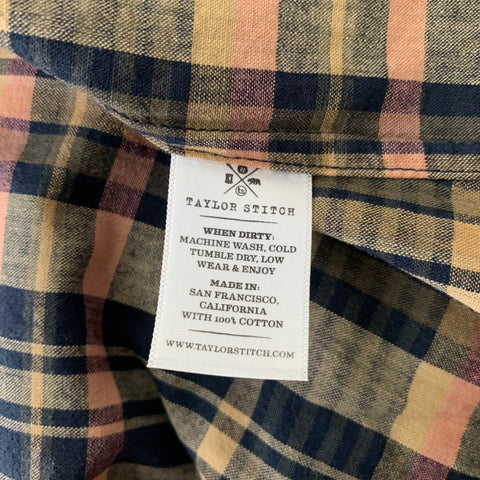 TAYLOR STITCH Size M Blue Multi-Color Plaid Cotton Button Down Long Sleeve Shirt