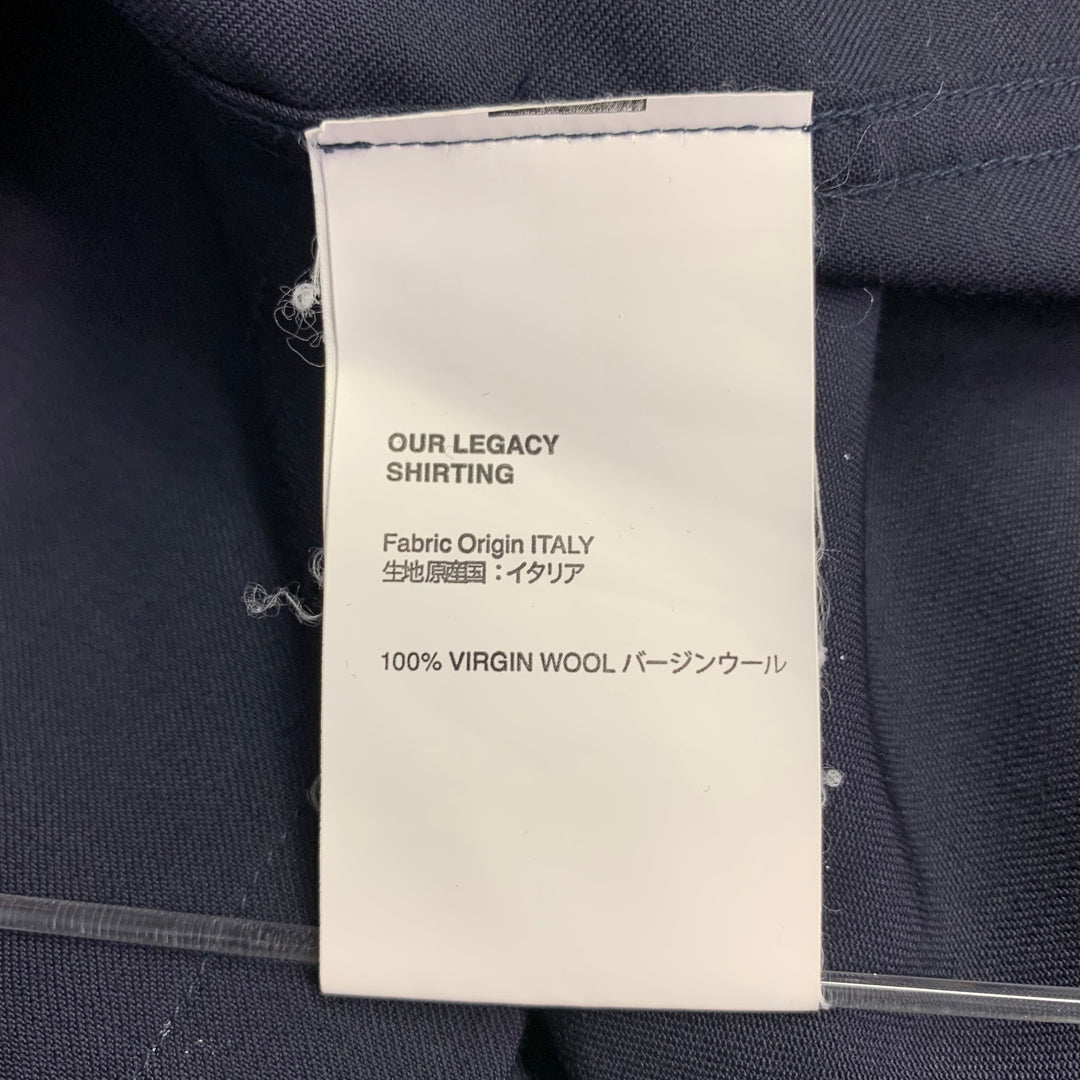 OUR LEGACY Size 40 Navy Virgin Wool Two Pockets Long Sleeve Shirt