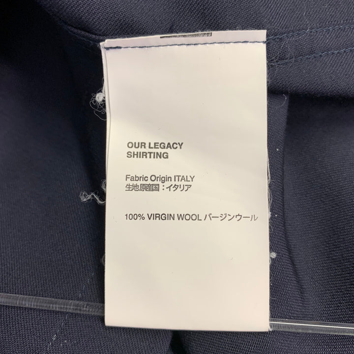 OUR LEGACY Size 40 Navy Virgin Wool Two Pockets Long Sleeve Shirt