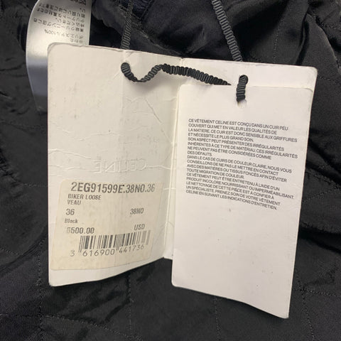 CELINE Size S Black Leather Motorcycle Jacket