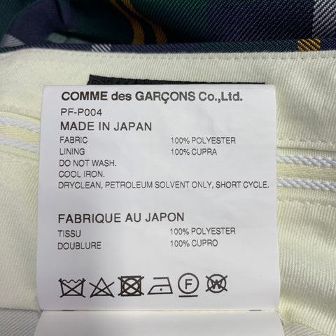 COMME des GARCONS Size XL Green Blue Yellow Plaid Polyester Dress Pants