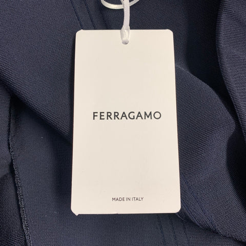 SALVATORE FERRAGAMO Size XS Navy Viscose Blend Asymmetrical Mini Dress