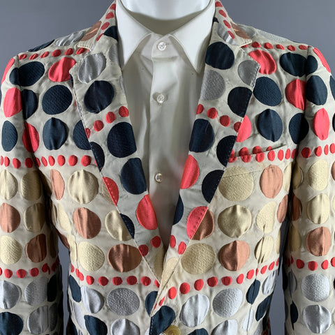 WALTER VAN BEIRENDONCK Size 40 Cream Dots Polyester Blend Sport Coat