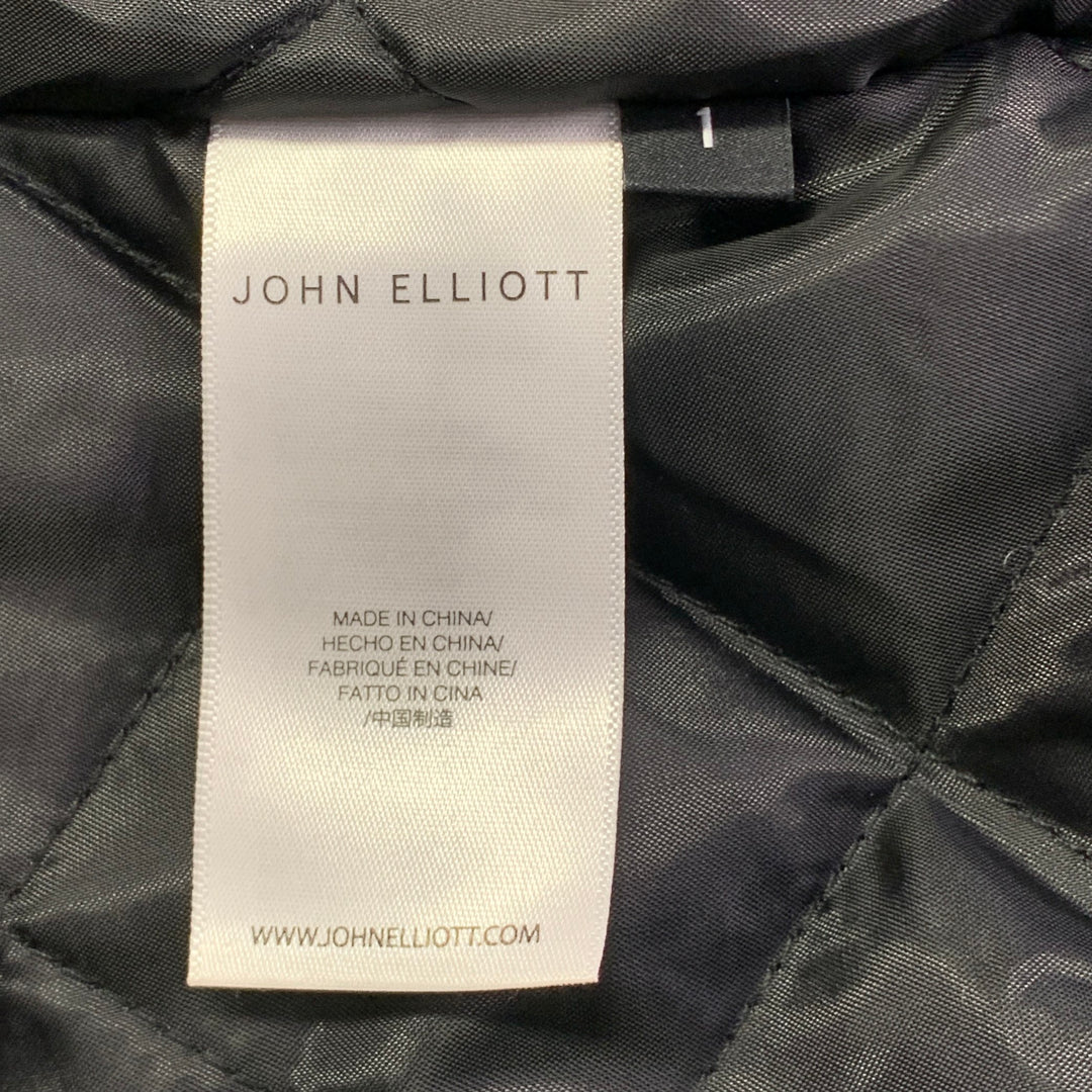 JOHN ELLIOTT Bogota II Size S Black Nylon Zip Up Bomber Jacket