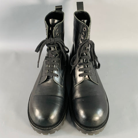 COMME des GARCONS HOMME PLUS Size 10 Black Leather Pull On Military Boots