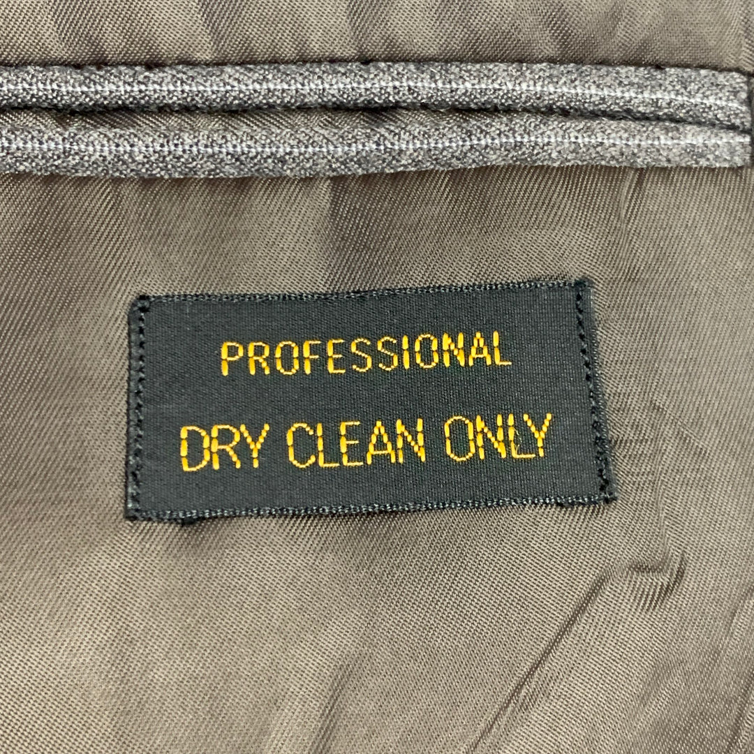 NO BRAND Size 38 Grey White Pinstripe Wool Notch Lapel Blazer Short Sleeve Shirt