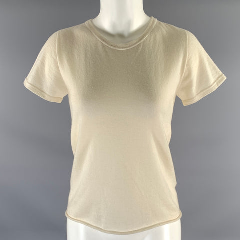 MAJESTIC FILATURES Size S Cream Roll Hem Cashmere T Shirt