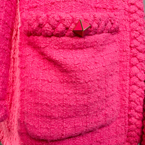 VALENTINO 2021 Size S Pink Wool Silk Tweed Oversized Jacket
