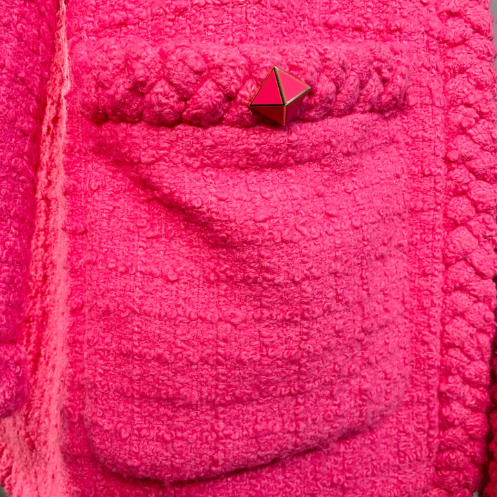 VALENTINO 2021 Size S Pink Wool Silk Tweed Oversized Jacket