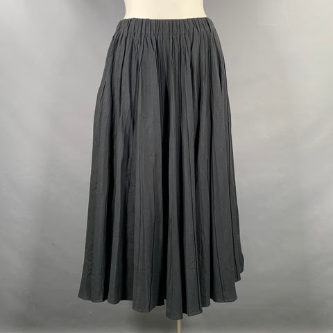 THE ROW Size L Grey Slate Silk  Linen Pleated Midi Skirt