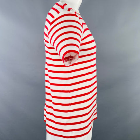 T-shirt Col Rond Coton Rayé Rouge et Blanc ARMOR-LUX Taille L