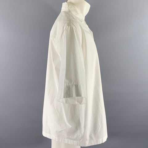 JIL SANDER Size S White Cotton Camp Short Sleeve Shirt