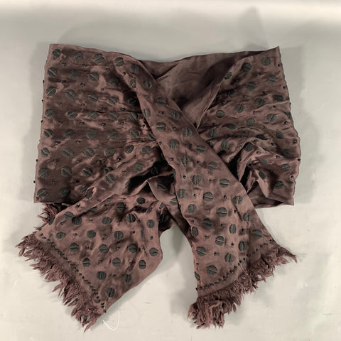 DRIES VAN NOTEN Brown Black Embroidered Silk Scarves