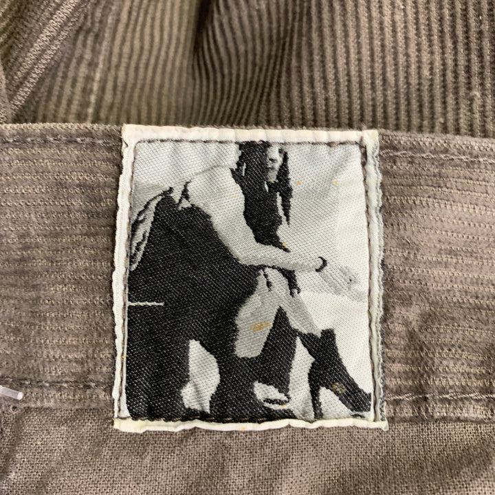 DRKSHDW Size 33 Grey Taupe Corduroy Cotton Distressed Raw Edge Button Fly Casual Pants