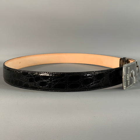 TRAFALGAR Size 40 Balck Crocodile Leather Belt