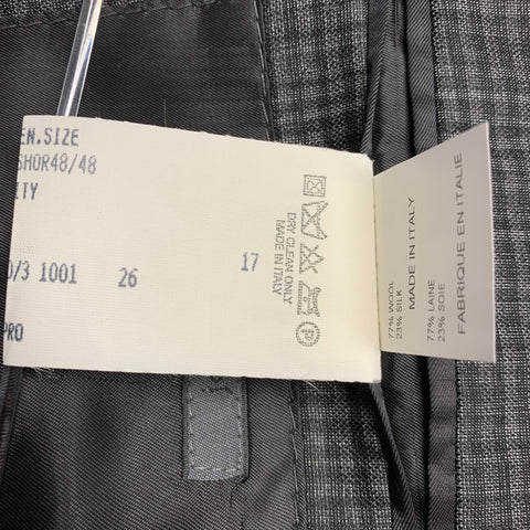 JOHN VARVATOS Size 38 Charcoal Black Checkered Wool Silk Sport Coat