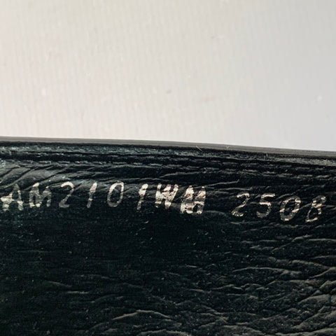 AMOMENTO Size 6 Black Leather Stacked Heel Penny Loafers