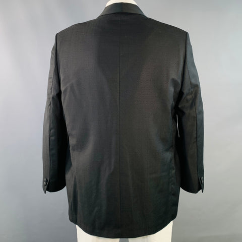 THE KOOPLES Size 42 Black Geometric Wool Blend Shawl Collar Sport Coat