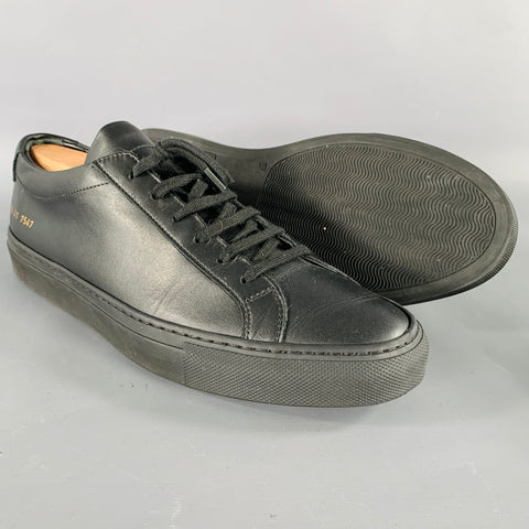 COMMON PROJECTS Size 8 Black Leather Low Top Sneakers